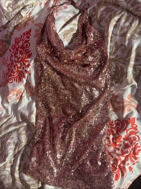 Fashion Nova Rose Gold Sequin Dress